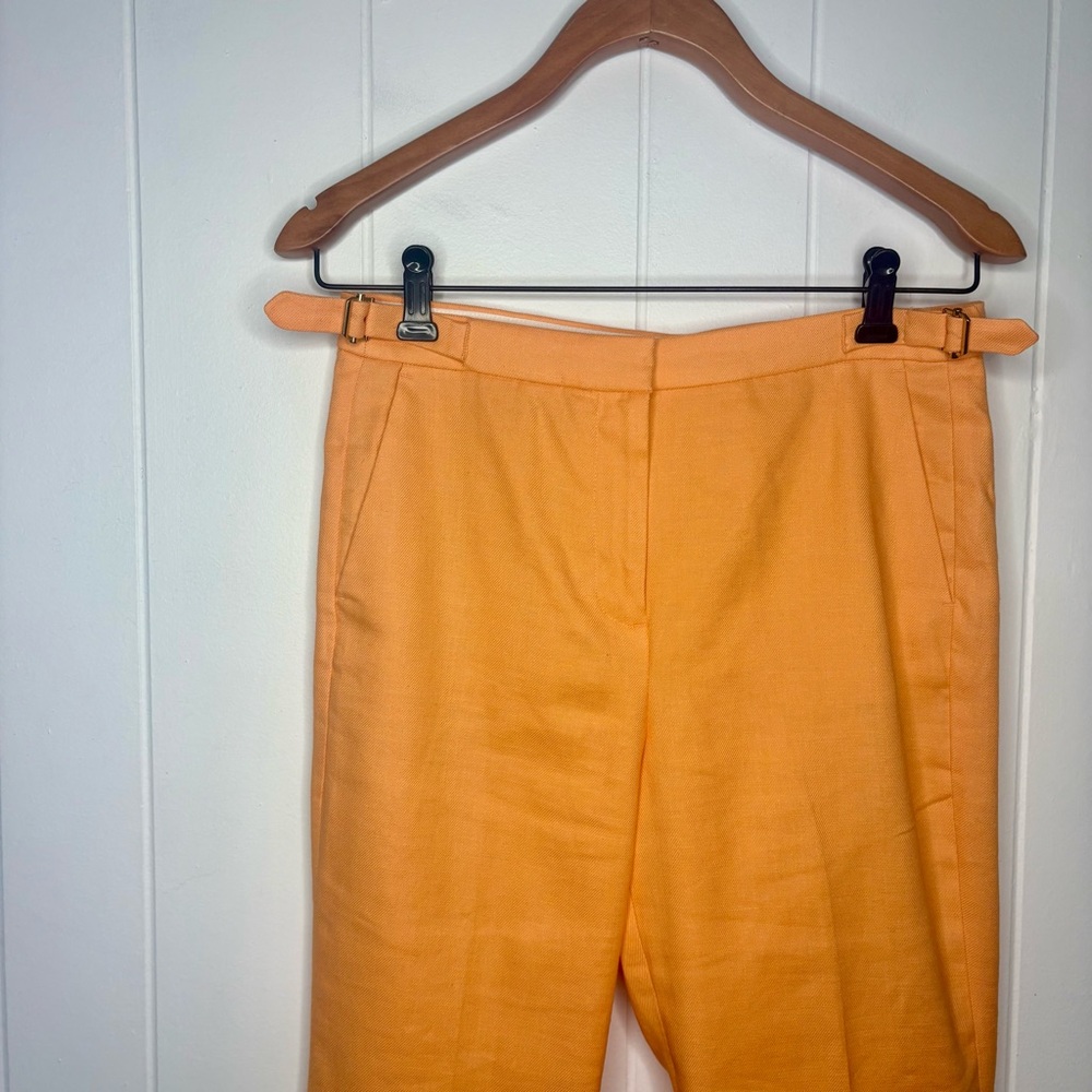 J.Crew Slim-Fit Flare Linen Trouser in Coastal Sunset Pale Orange Spring Color 4 - Picture 4 of 12